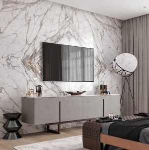 The-bookmatched-marble-wall-is-a-dramatic-back-drop